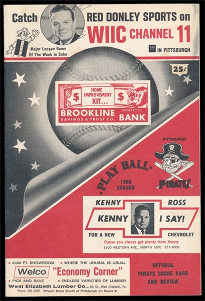 BB May 13, 1966 Scorecard Pirates Vs. Dodgers