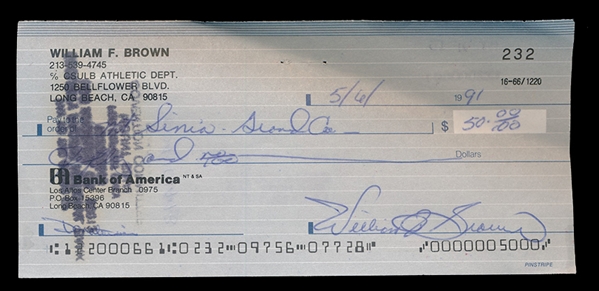FB Willie Brown Signed Check