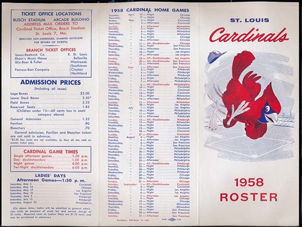 BB 1958 Cardinals Roster guide
