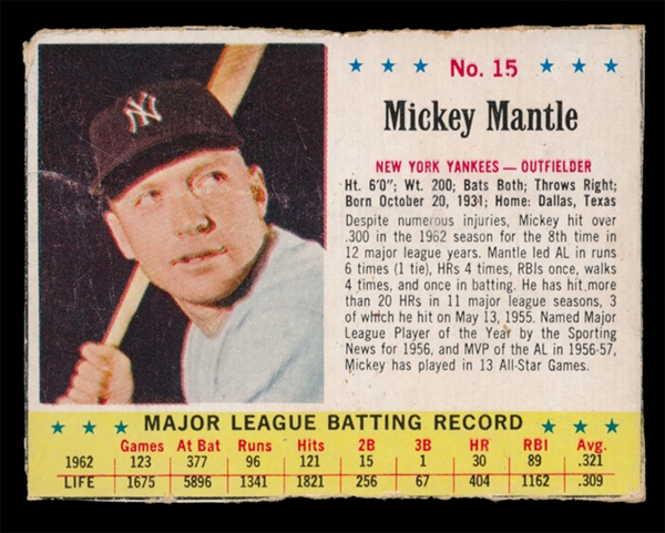 BB 63J #15 Mickey Mantle