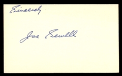 BB Joe Sewell Signed Index Card