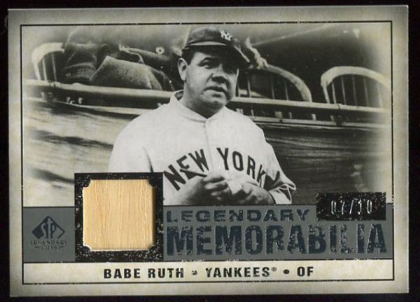 2008 UD SP Legendary Memorabilia Babe Ruth Game Used Bat Card