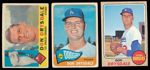 BB (3) 60’s Topps Drysdale Cards