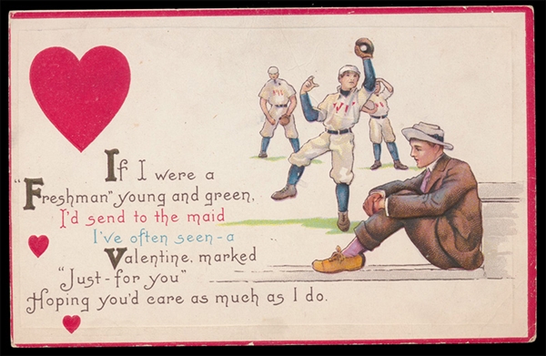 BB Early 20’s century Baseball Theme Valentine Postcard